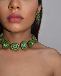 OVALINE NECKLACE - OLIVE GREEN