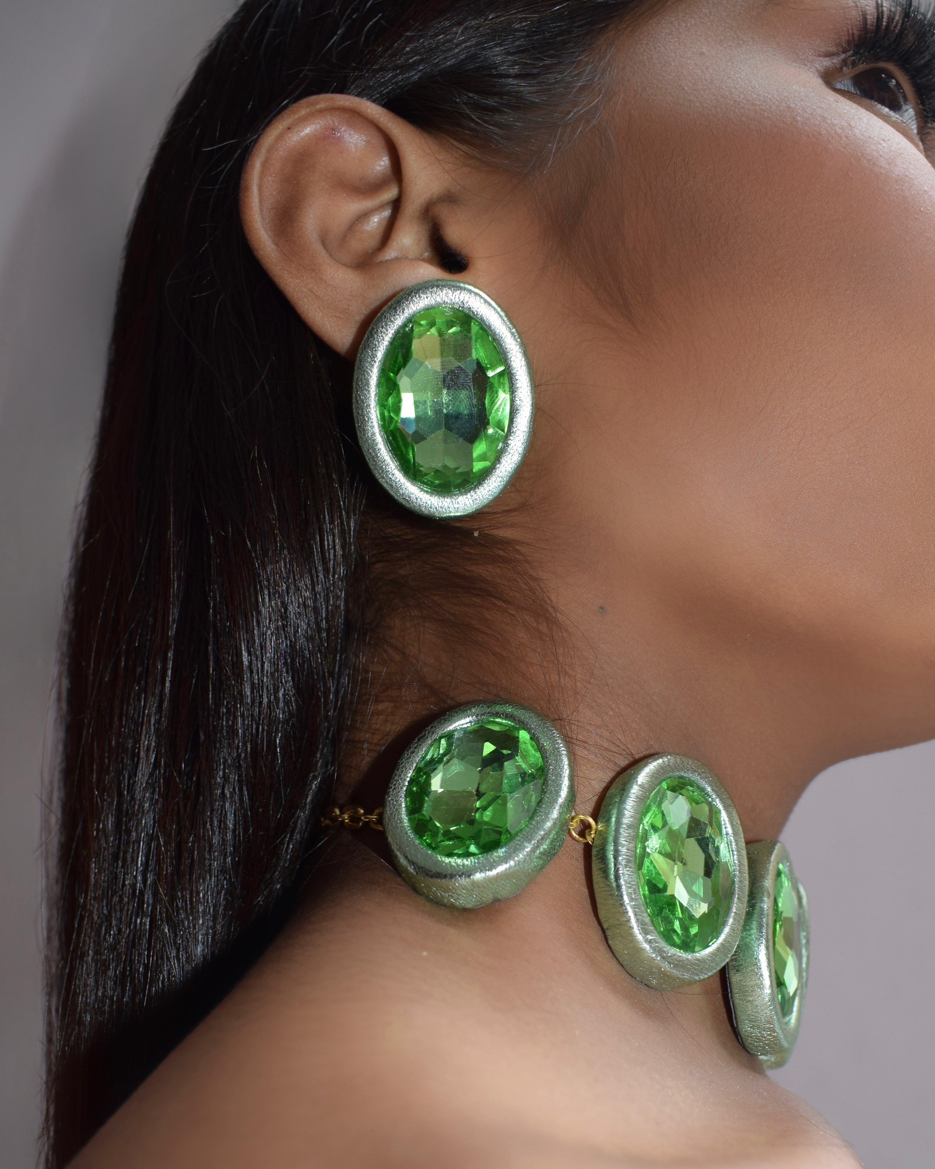 HALO STUDS - METALLIC GREEN