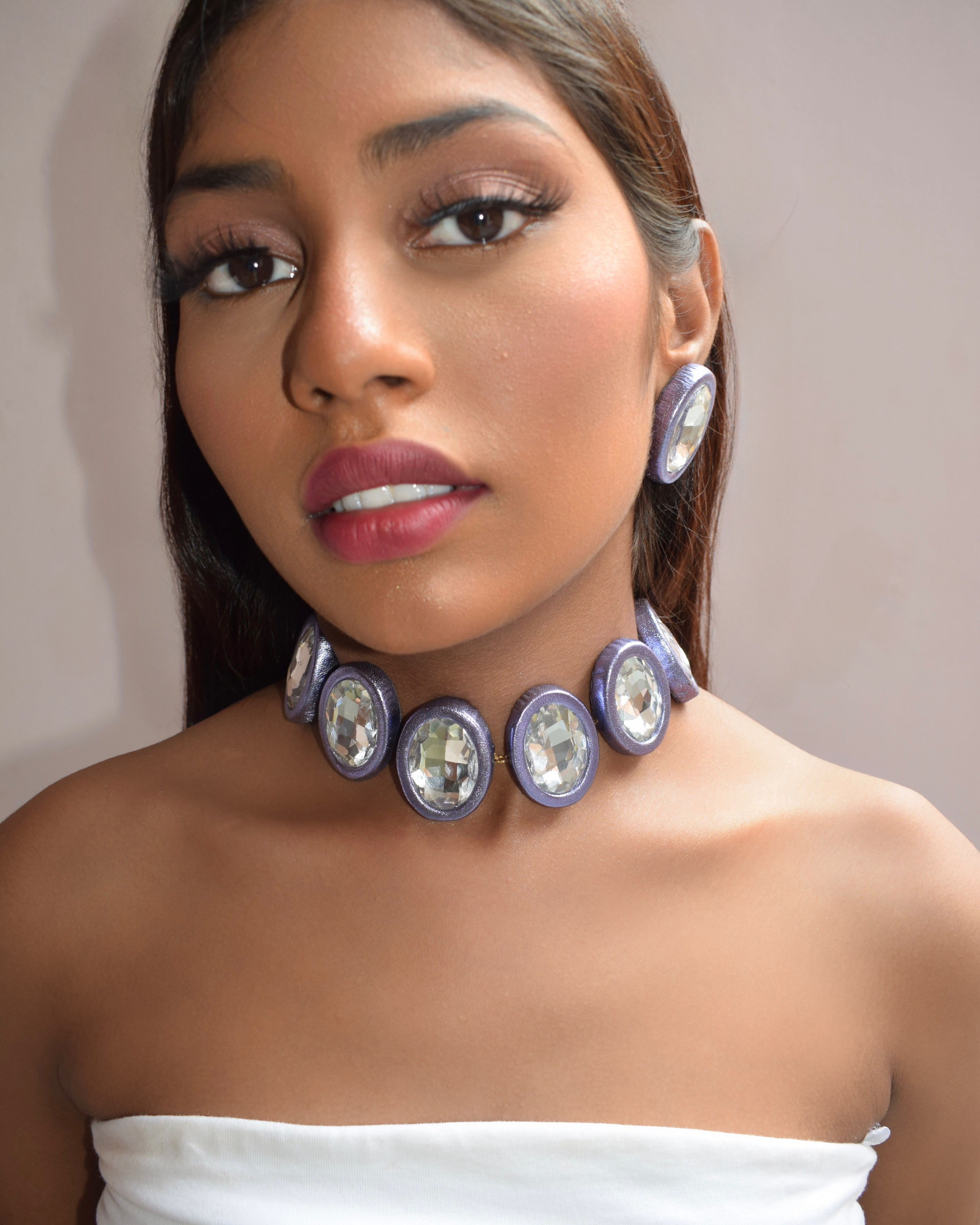 HALO CHOKER - METALLIC LAVENDER