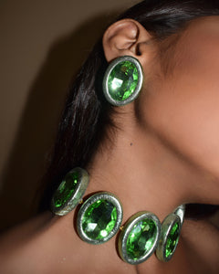 HALO STUDS - METALLIC GREEN