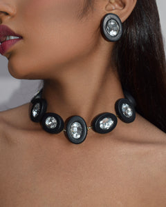 OVALINE STUDS - DIAMOND BLACK