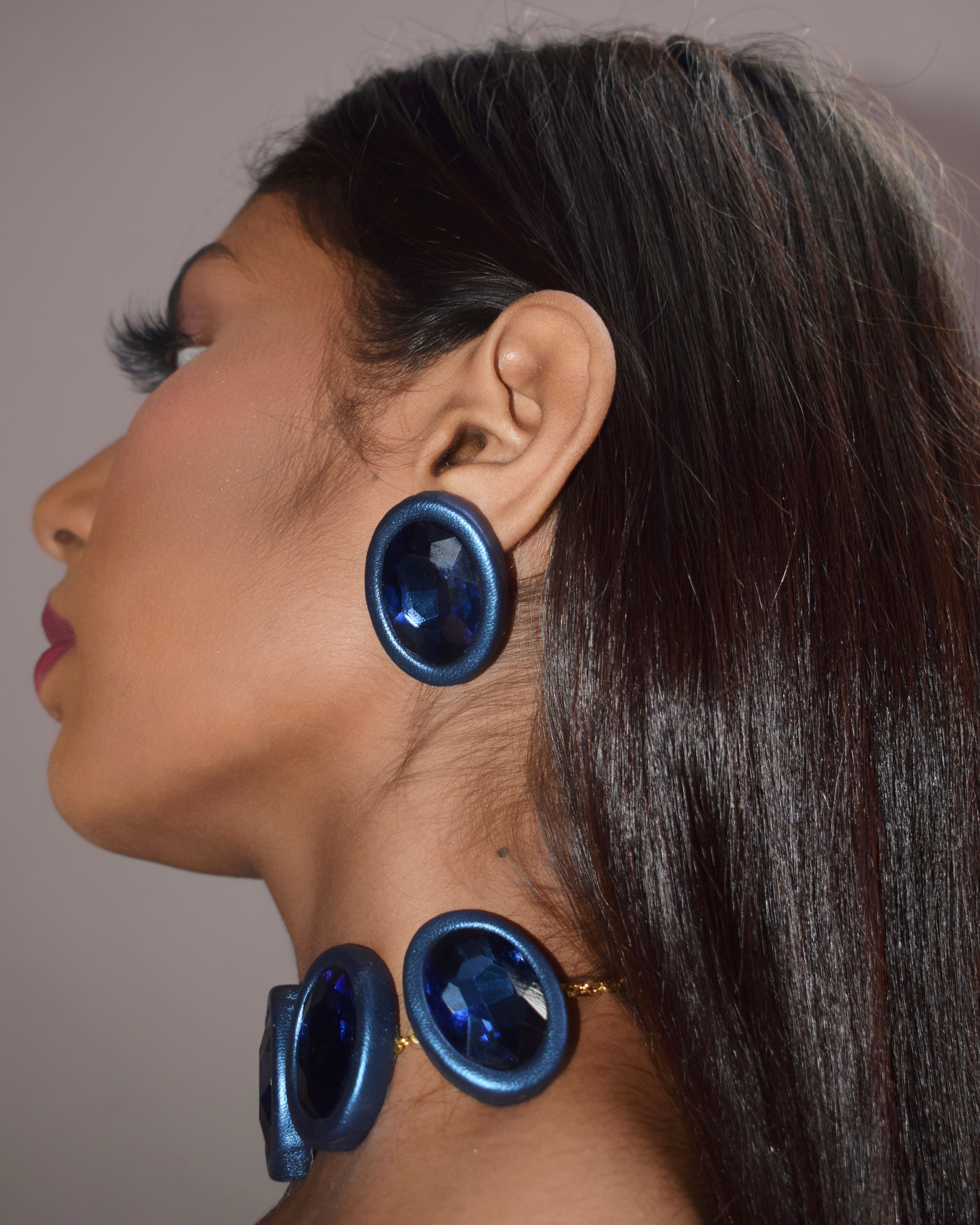 HALO STUDS - METALLIC BLUE
