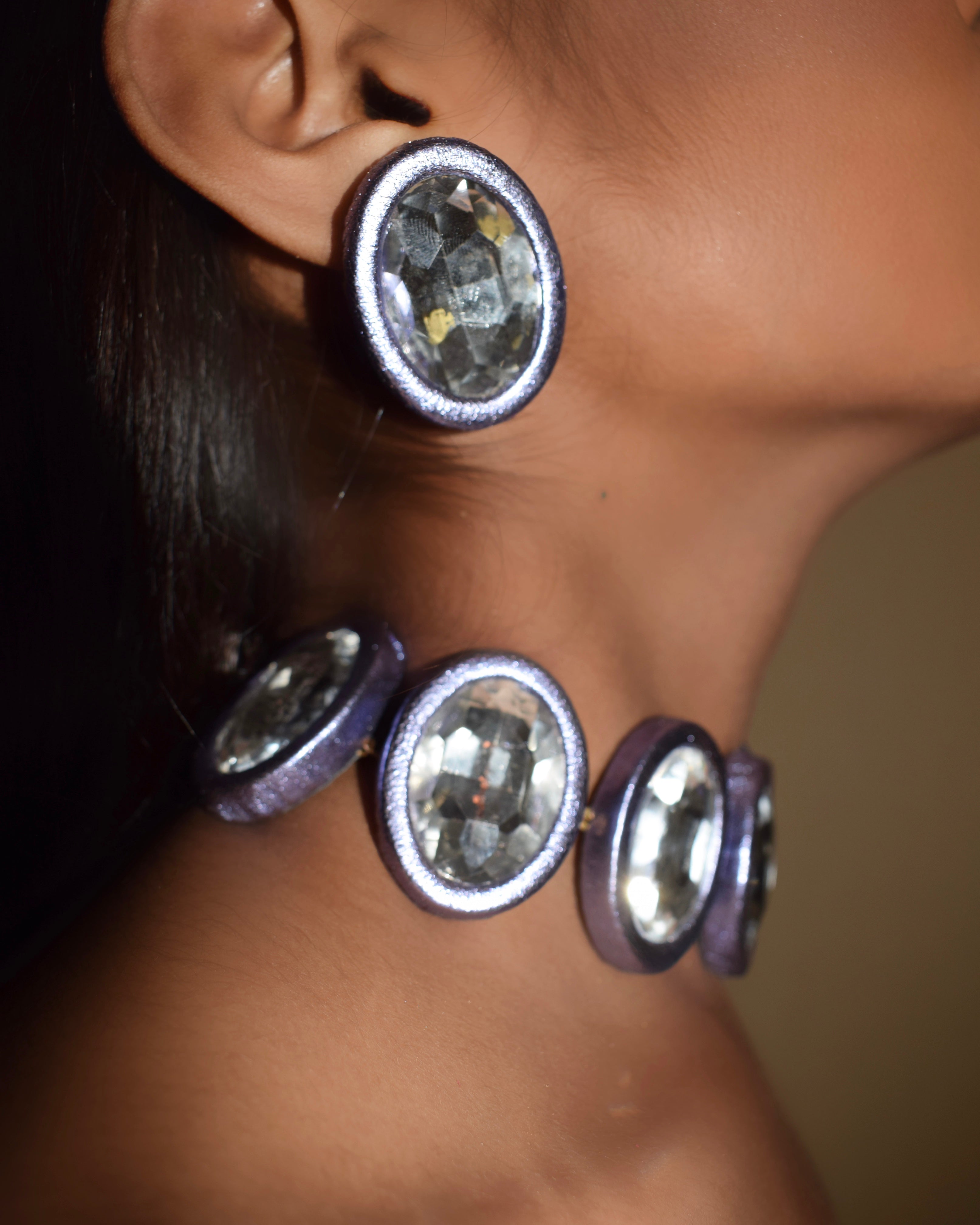 HALO STUDS - METALLIC LAVENDER