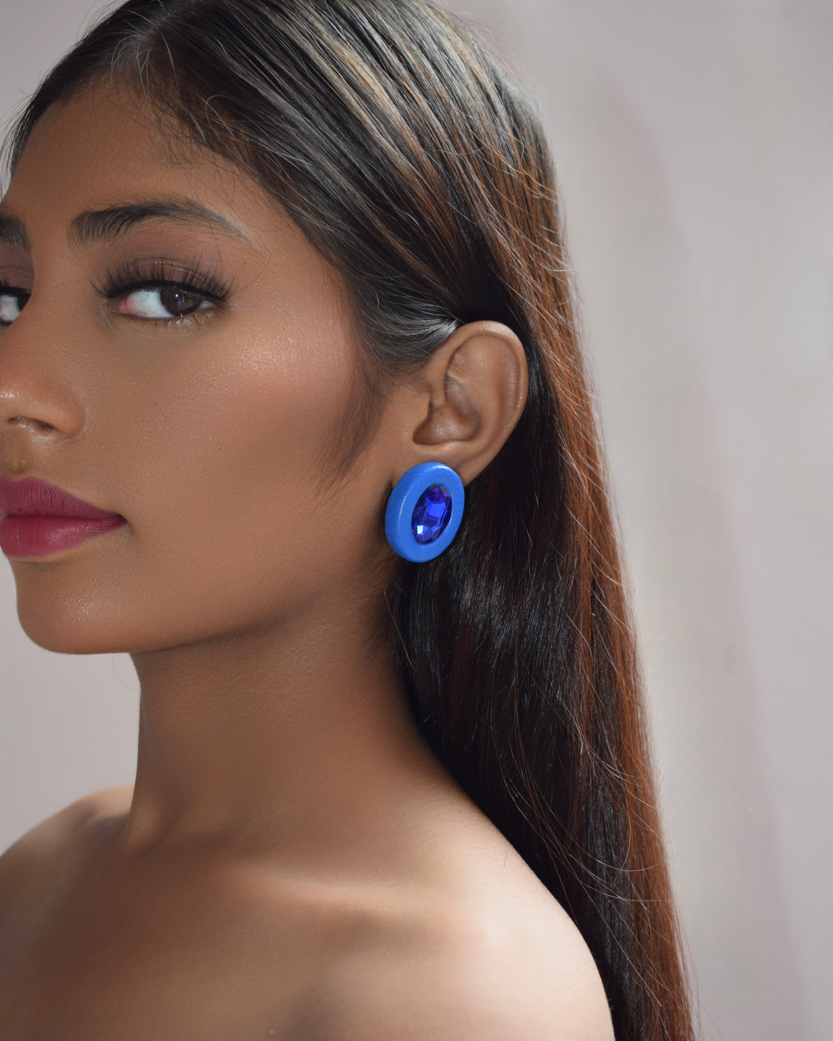 OVALINE STUDS - BLUE