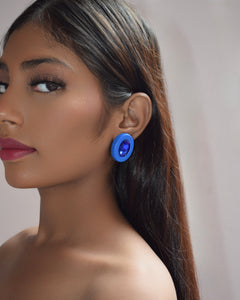 OVALINE STUDS - BLUE