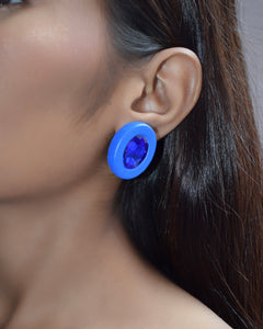 OVALINE STUDS - BLUE